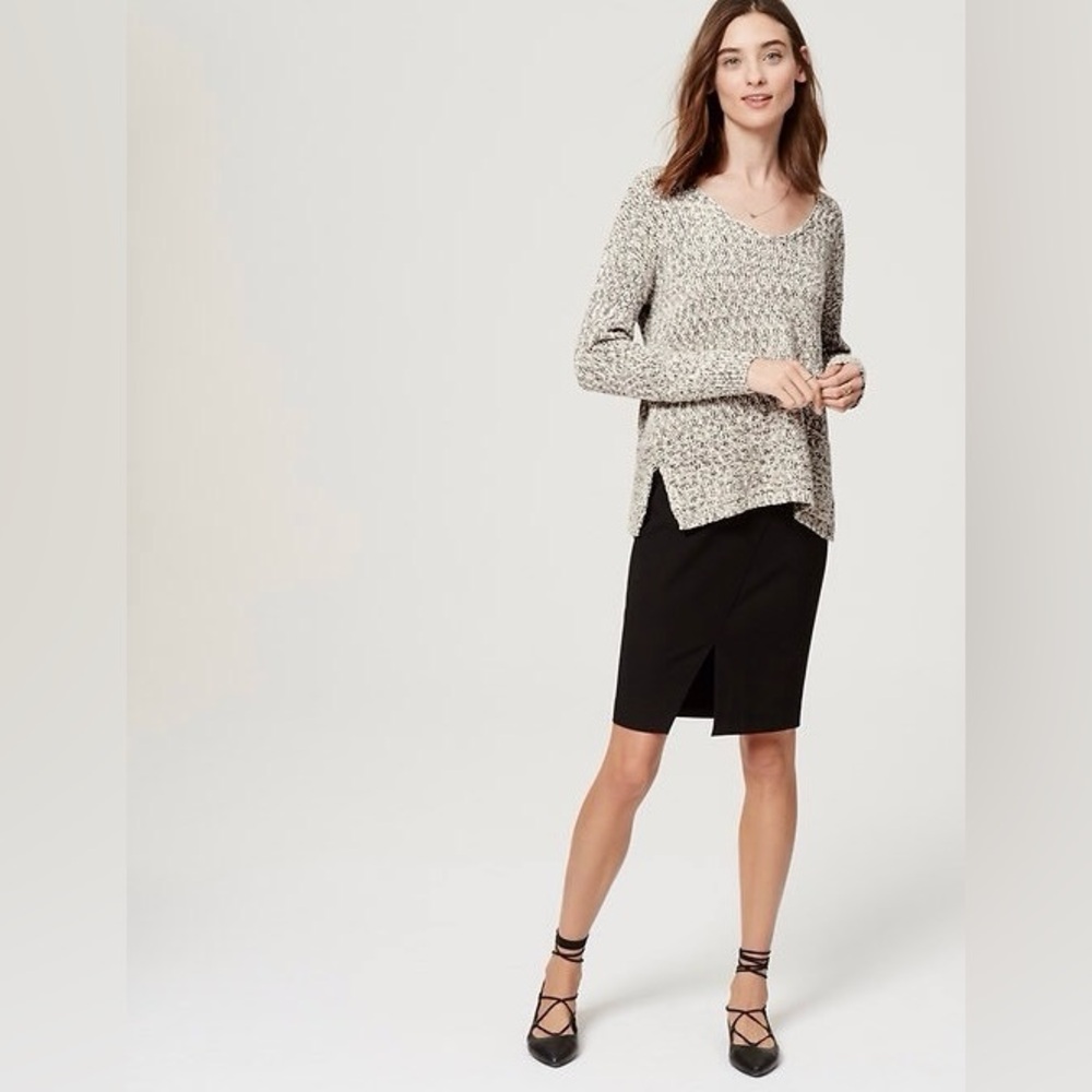 LOFT Women’s Marled Sweater Knit Black and Cream Size S